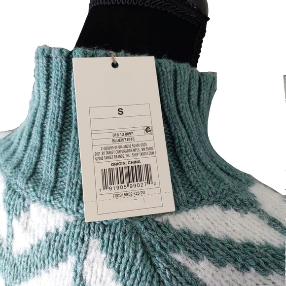 NWT A New Day Women's X-Small Fair Isle Turtleneck Pullover Green White Sw… - Picture 4 of 5